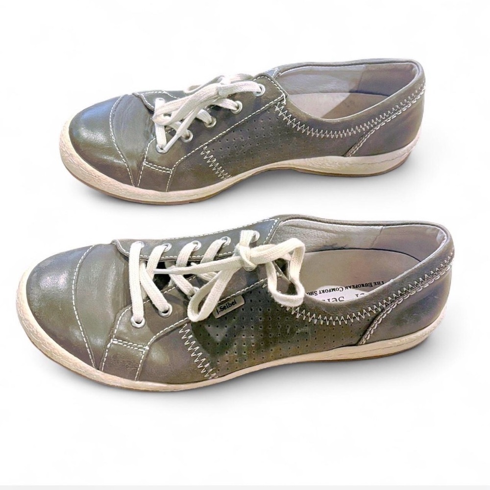Josef Seibel Claire Gray Leather Comfort Walking Sneakers EU 38 US 8 - Picture 3 of 11